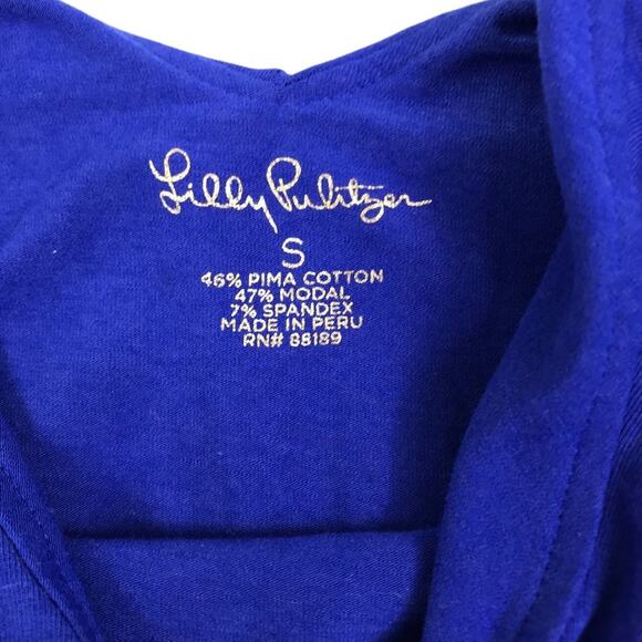 LILLY PULITZER Alessa V-Neck Flounced LS Knit Top Women S Blue Retro Boho Party - Picture 7 of 11